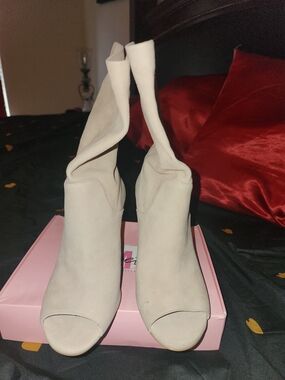Michael Kors Cream Open-Toe Sock Booties